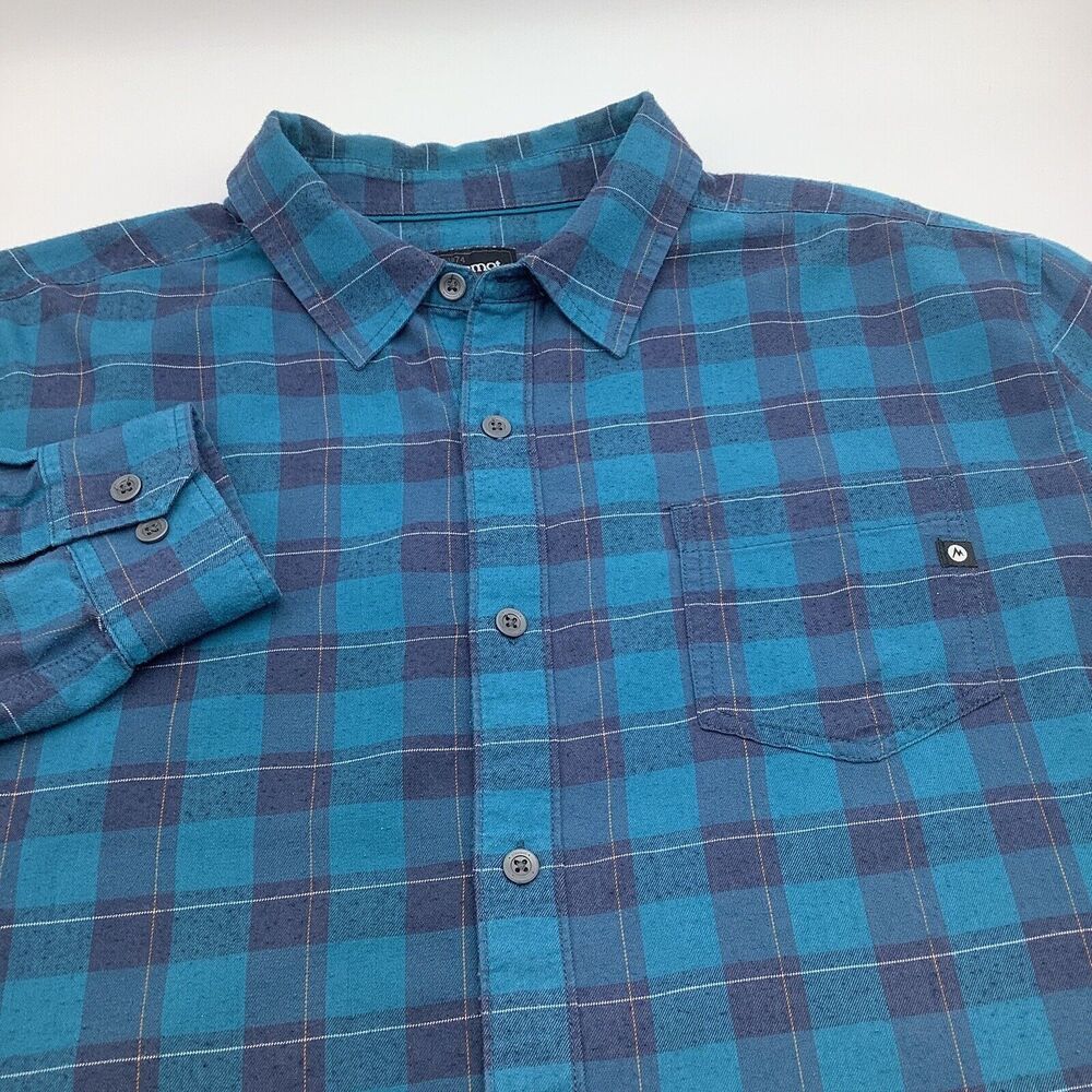 Marmot Mens‎ Long Sleeve Button Up Light Flannel Shirt Size XXL